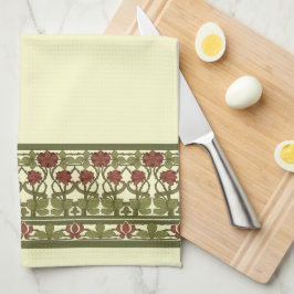 Art nouveau Monogram Vintage Blommigt Gräns Frieze Kökshandduk