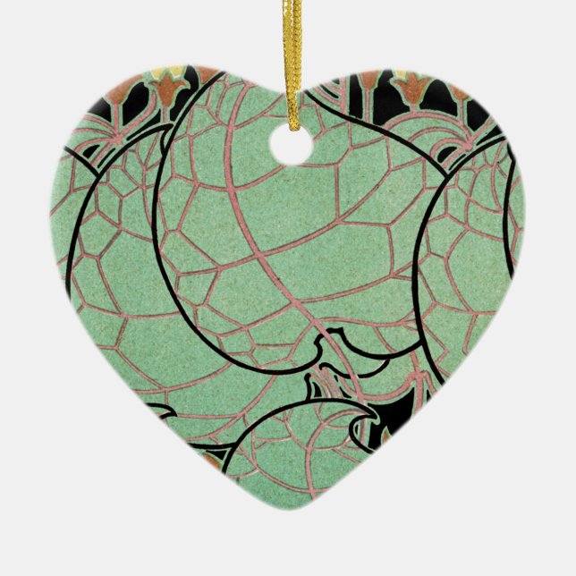 Art nouveau mönster #10 julgransprydnad keramik (Framsidan)
