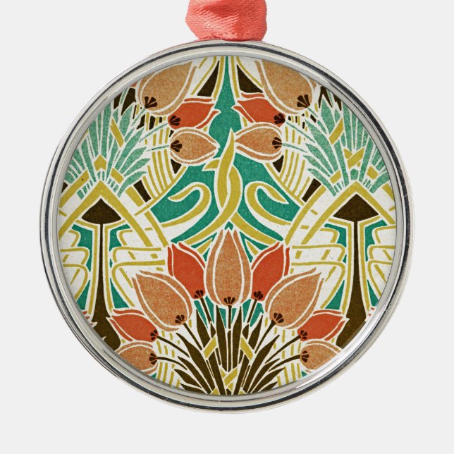 Art nouveau mönster #11 julgransprydnad metall (Framsidan)
