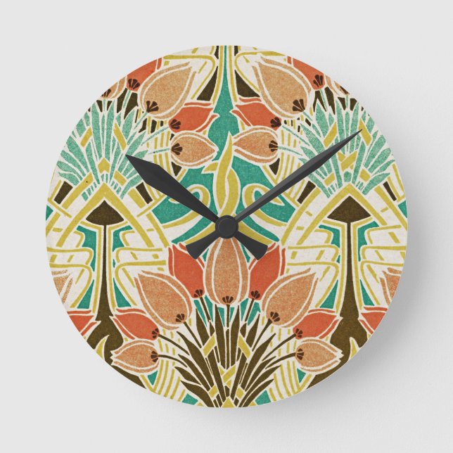 Art nouveau mönster #11 rund klocka (Framsida)