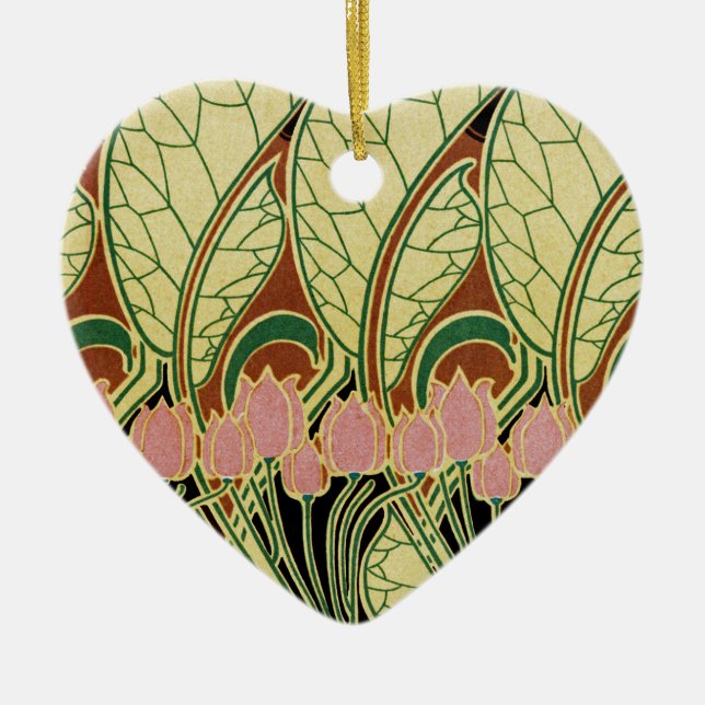 Art nouveau mönster #1 julgransprydnad keramik (Framsidan)