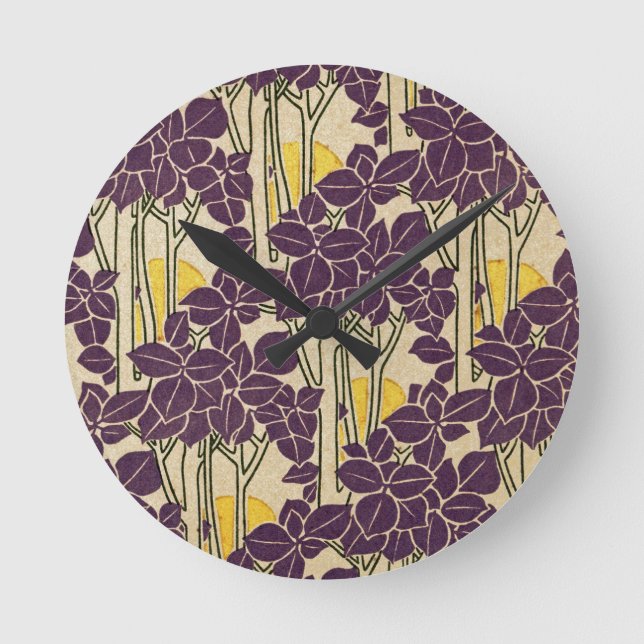 Art nouveau mönster #5 rund klocka (Framsida)