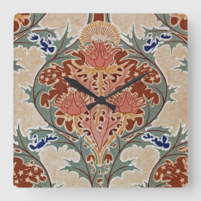 Art nouveau Mönster #6 vid Emporio Moffa Fyrkantig Klocka (Framsida)
