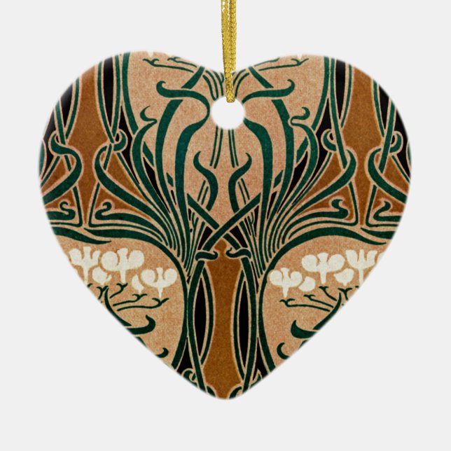 Art nouveau mönster #9 julgransprydnad keramik (Framsidan)