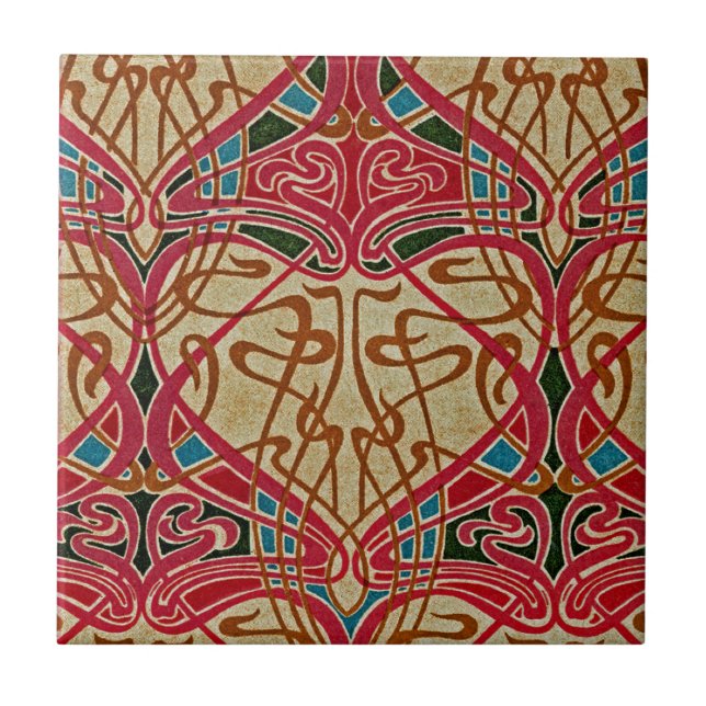 Art nouveau Mönster #9 vid Emporio Moffa Kakelplatta (Framsidan)