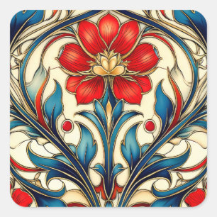 Art nouveau Mönster Fyrkantigt Klistermärke