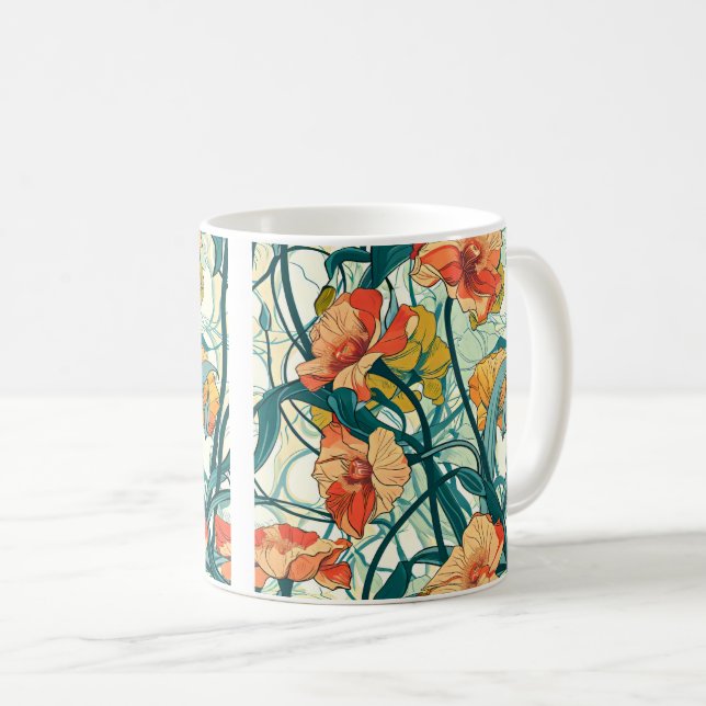 Art nouveau Mönster Kaffemugg (Framsida höger)