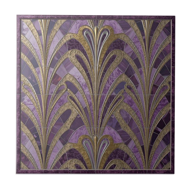 Art Nouveau-mönstrad keramisk platta Kakelplatta (Framsidan)