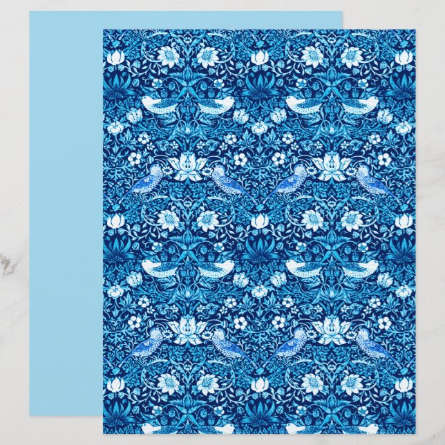 Art nouveau, Mörk blått fågel- och blomsterindustr (Fram/baksida)