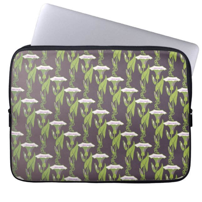 Art nouveau mörk Ipomoea blommigt tapet art Laptop Sleeve (Framsidan)