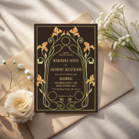 Art nouveau mörkbrun elegant bröllop