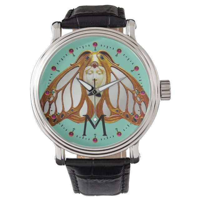 ART NOUVEAU MOTH WOMAN MONOGRAM ARMBANDSUR (Framsida)