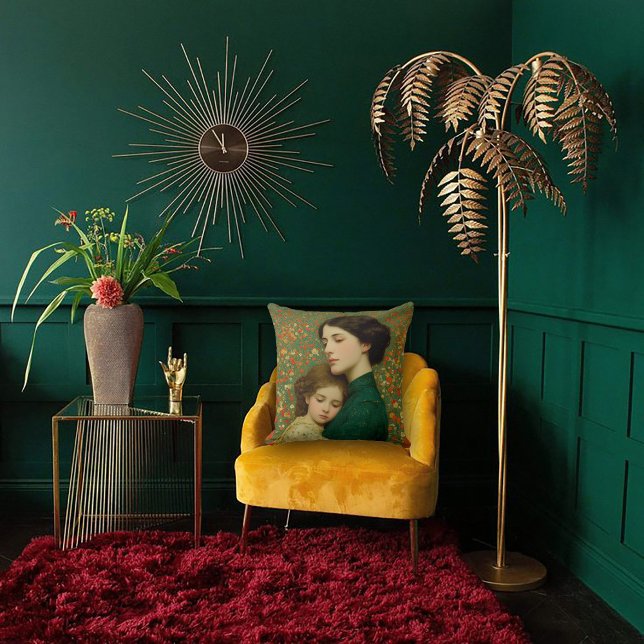 Art Nouveau Mother & Child Kudde (Skapare uppladdad)