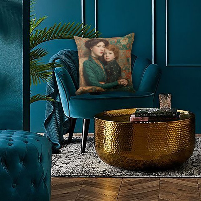 Art Nouveau Mother & Child Kudde (Skapare uppladdad)