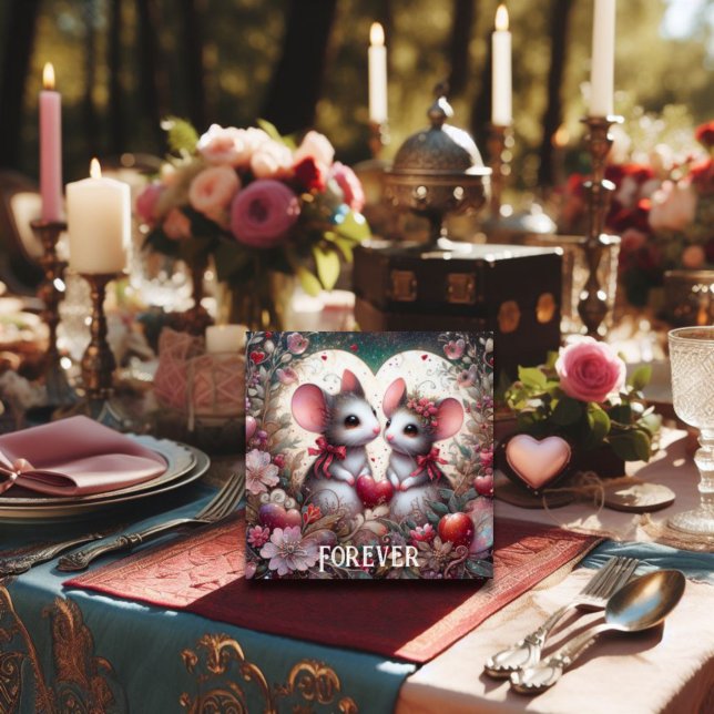 Art nouveau Mouse par Blommigt Hearts Valentine Julkort (Skapare uppladdad)