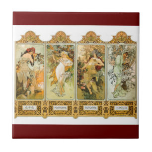 Art nouveau Mucha belägger med tegel Kakelplatta