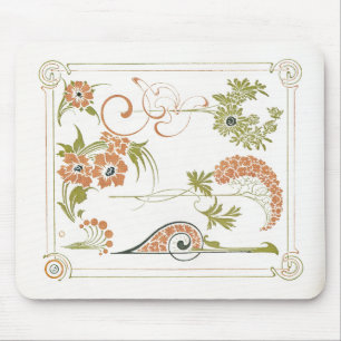 Art nouveau Mucha blommigt abstrakt art konst pea Musmatta