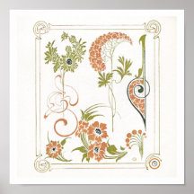 Art nouveau Mucha blommigt abstrakt art konst pea