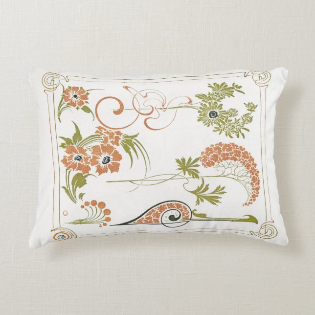 Art nouveau Mucha blommigt abstrakt art  konst pea Prydnadskudde (Framsidan)