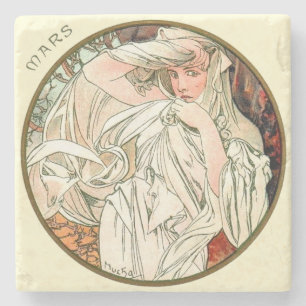 Art nouveau Mucha Calendar March Stenunderlägg