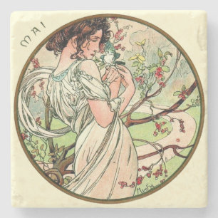 art nouveau Mucha Calendar May Stenunderlägg