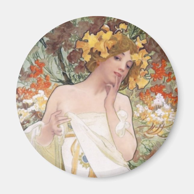 Art nouveau - Mucha - Parfym Ad Magnet (Framsidan)