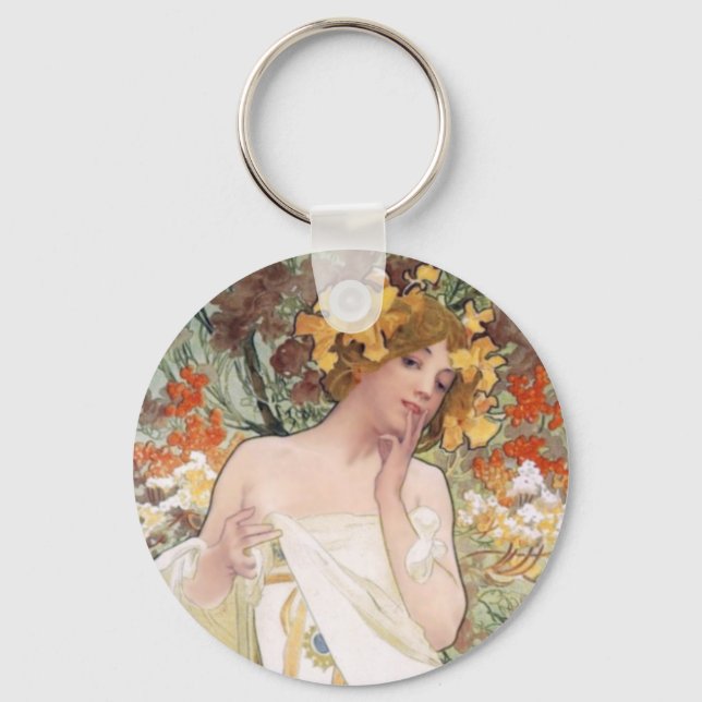 Art nouveau - Mucha - Parfym Ad Nyckelring (Framsida)