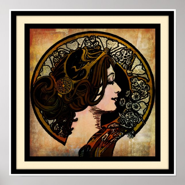 Art nouveau Mucha Stil print Poster (Framsidan)