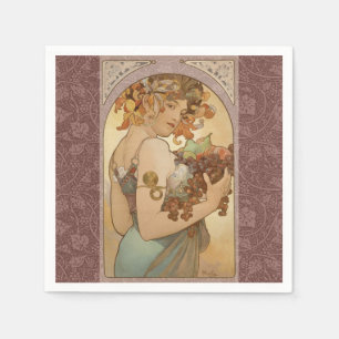 art nouveau Mucha Woman Print Pappersservett