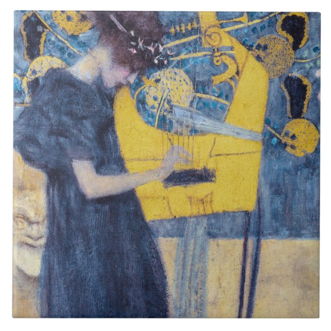 Art Nouveau "Music I" Painting by Gustav Klimt  Kakelplatta (Framsidan)