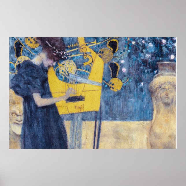 Art Nouveau "Music I" Painting by Gustav Klimt  Poster (Framsidan)