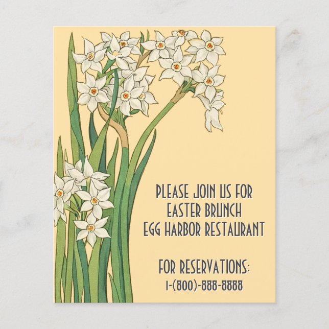 Art Nouveau Narcissus Blommor – Påsk Flygblad (Framsidan)