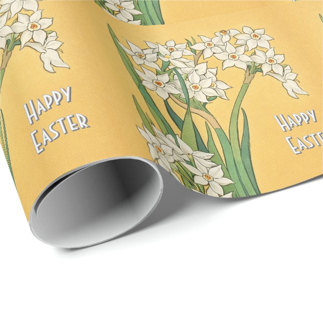 Art Nouveau Narcissus Blommor – Påsk Presentpapper (Rullad Hörn)