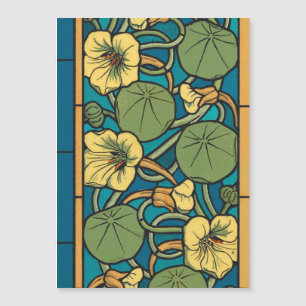 Art Nouveau Nasturtium Blå Guld blomster Verneuil