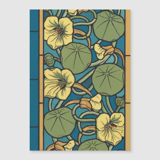 Art Nouveau Nasturtium Blå Guld blomster Verneuil (Framsida)