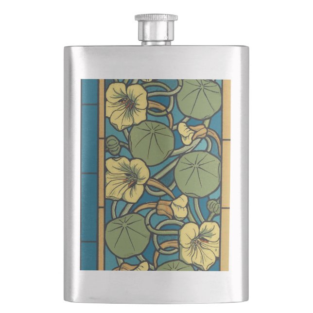 Art Nouveau Nasturtium Blå Guld blomster Verneuil Fickplunta (Framsidan)