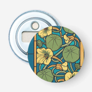 Art Nouveau Nasturtium Blå Guld blomster Verneuil Flasköppnare