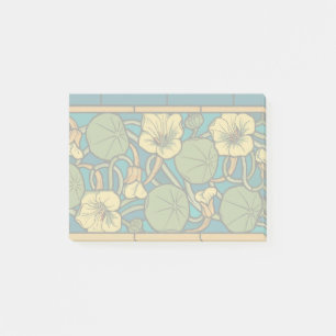 Art Nouveau Nasturtium Blå Guld blomster Verneuil Post-it Block