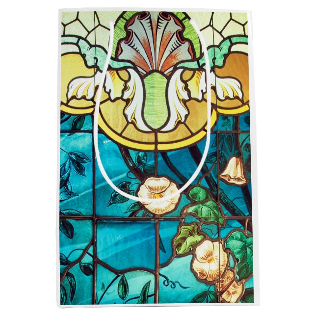 Art nouveau nedfläckad Glas ser blommigt Viktorian (Framsidan)