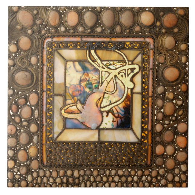 Art nouveau nedfläckad glasögondropp abstrakt kakelplatta (Framsidan)