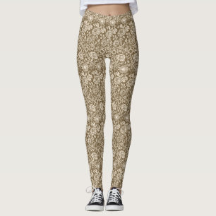 Art Nouveau Nejlikdamast, Taupe och Kräm Leggings