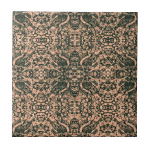 art nouveau Oliv grönt Beige Spegel Art Mönster Kakelplatta