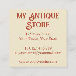 Art Nouveau Orange Cream Square Business Card Fyrkantigt Visitkort