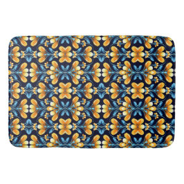 Art nouveau orange och blå Blommigt Badrumsmatta