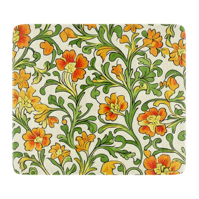 Art Nouveau orange och gul blomster mönster (Framsidan)