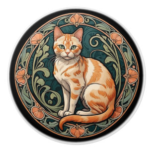 Art nouveau Orange Tiger Cat Knopp