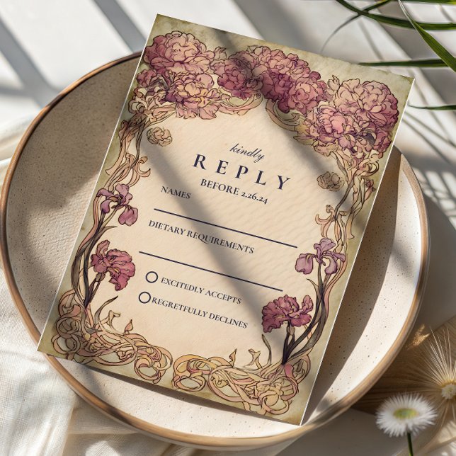 Art Nouveau Orchid Wedding OSA Kort (Skapare uppladdad)