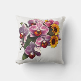 Art nouveau Orchids med solblommor Kudde