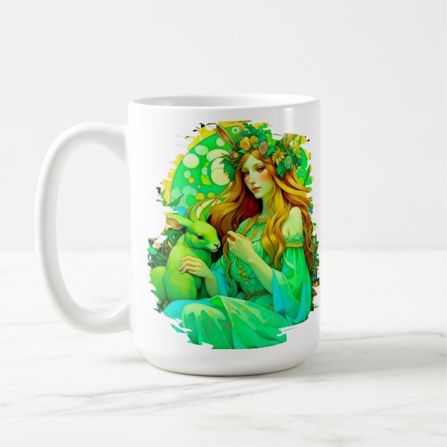 Art nouveau Ostara Celtic Vår Kaffemugg (Vänster)