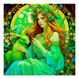 Art nouveau Ostara Celtic Vår Perfect Poster